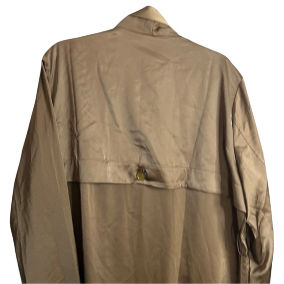 Rebdolls Plus Size 2X Satin Wide Lapel Duster Coat - Brown - Picture 9 of 13